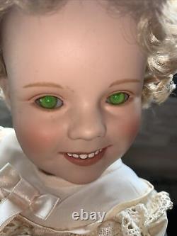 Danbury Mint Little Miss SHIRLEY TEMPLE Doll withRARE Uranium Green Glass Eyes