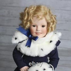Danbury Shirley Temple 17 Porcelain Doll Limited Edition Rare Mohair Navy Dress