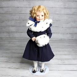 Danbury Shirley Temple 17 Porcelain Doll Limited Edition Rare Mohair Navy Dress