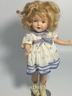 Doll Early Ideal Composition Shirley Temple Doll 13 Rare Blue White Dress