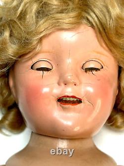 Early 1930s 18 ORIGINAL SHIRLEY TEMPLE COMPOSITION DOLL Ideal BLONDE MOHAIR WIG