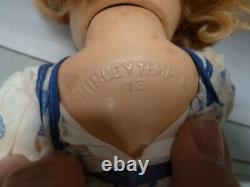 Early Ideal Composition Shirley Temple Doll 13 Rare Blue white dress and BADGE