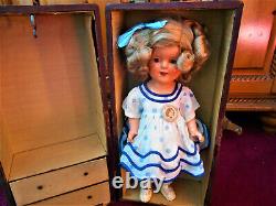 Early Shirley Temple Doll15 + Suitcase, Stand Up & Cheer Dress Free Shipping