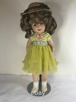 Genuine Shirley Temple Composition Doll 18 Tall 1930's withHat