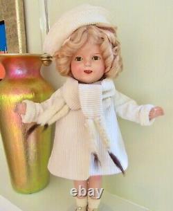 HTF Vintage 1930s Shirley Temple 16 Doll Corduroy Coat with Foxtails & Hat