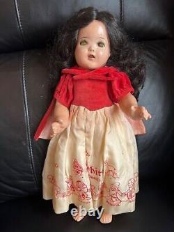 Ideal Composition Snow White Doll marked Shirley Temple 18 Dwarf Dress/Cape1930