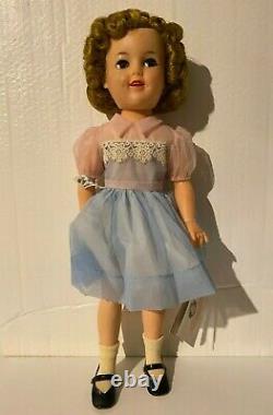 Ideal Shirley Temple 17 Doll in original blue and pink sheer dress