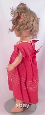 Ideal Shirley Temple Doll Composition 13in Red Music Note Dress Vintage As Is