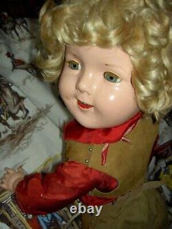 Ideal c1930s signed, 27 composition FLIRTY eyes, Shirley Temple doll, undressed