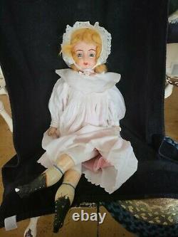 LARGE Antique 31 Paper Mache Composition Glass Eyed Doll