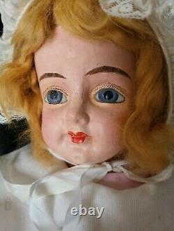 LARGE Antique 31 Paper Mache Composition Glass Eyed Doll