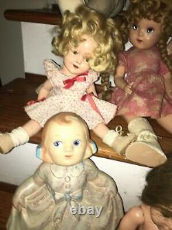 LOT Antique Compo Dolls & More! Shirley Temple, Effanbee, Dionne, ETC. TLC
