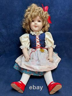 Large 25 SHIRLEY TEMPLE HEIDI PORCELAIN DOLL Original Shirley Pinback JOINTED