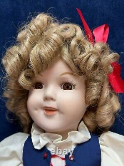 Large 25 SHIRLEY TEMPLE HEIDI PORCELAIN DOLL Original Shirley Pinback JOINTED