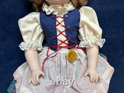 Large 25 SHIRLEY TEMPLE HEIDI PORCELAIN DOLL Original Shirley Pinback JOINTED