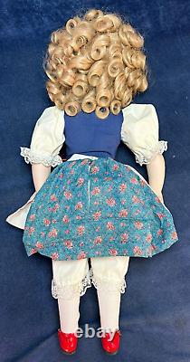 Large 25 SHIRLEY TEMPLE HEIDI PORCELAIN DOLL Original Shirley Pinback JOINTED