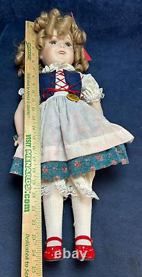 Large 25 SHIRLEY TEMPLE HEIDI PORCELAIN DOLL Original Shirley Pinback JOINTED
