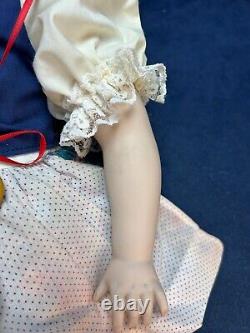 Large 25 SHIRLEY TEMPLE HEIDI PORCELAIN DOLL Original Shirley Pinback JOINTED