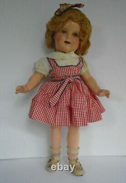 Late 1930s 18 Composition Ideal Make Up Shirley Temple Doll in School Dress