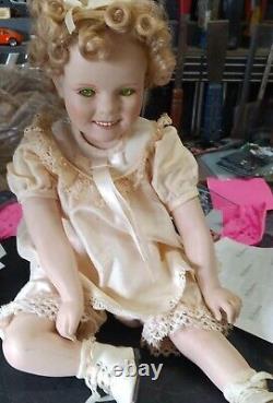 Little Miss Shirley Temple UV Glowing Green Glass Eyes Haunted Oddity Doll VTG