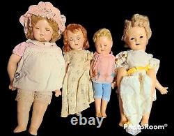 Lot of 4 Antique Composition Shirley Temple Dolls 13 18