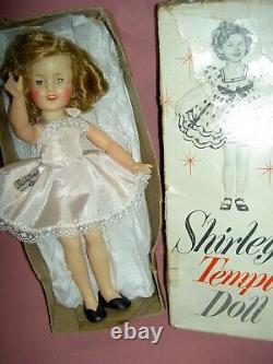 Lovely all orig. 19 tall, signed IDEAL 1957 vinyl flirty SHIRLEY TEMPLE doll