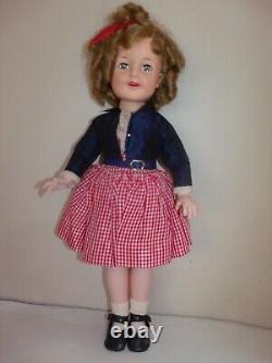 Original 19 Ideal Shirley Temple Doll Navy Blue, Red White Dress