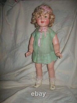 RARE NOT DISPLAYED 1930's COMPOSITION SHIRLEY TEMPLE 18 DOLL/ORIG OUTFIT