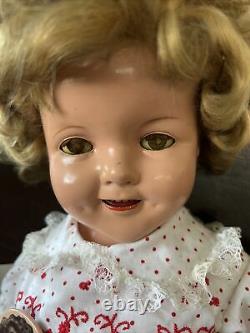 SHIRLEY TEMPLE DOLL 1930'S ANTIQUE 22 by IDEAL With Pin TLC