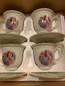 SHIRLEY TEMPLE PORCELAIN TEACUPS Set of 4 NIB Sunflower girl CUP saucers tea lot