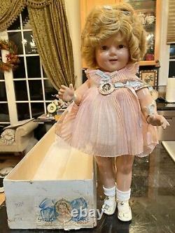 Shirley Temple 18 Composition Ideal Doll Orig Dress & Box Old Store Stock Exc