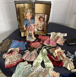 Shirley Temple 1930's Composition 13 Flirty Eye Doll Clothes Hats Trunk