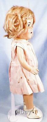 Shirley Temple Composition Doll Ideal 13 in Mohair Wig Pink Dress Vintage