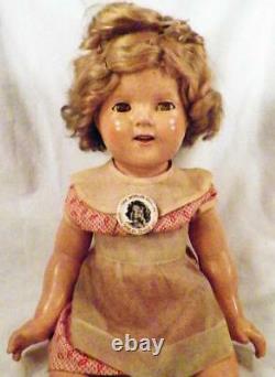 Shirley Temple Composition Doll Ideal 18in Original Dress Pin Shoes Vintage