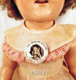 Shirley Temple Composition Doll Ideal 18in Original Dress Pin Shoes Vintage