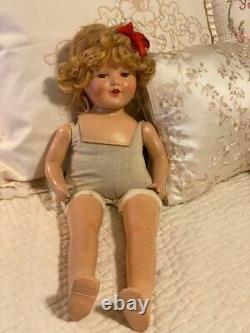 Shirley Temple Composition Doll Ideal 20 in Vintage 1930s Blonde Mohair Wig