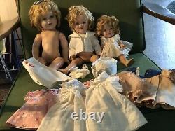 Shirley Temple Composition Doll Lot Plus Outfits. Three Dolls