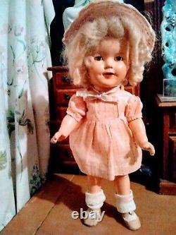 Shirley Temple Doll 13 With Vintage Dress & Matching Bonnet, Slip, Socks, Shoes