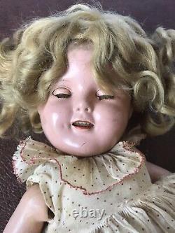 Shirley Temple Doll 1930s 16 Composition Ideal with Orig Dress Under Dress Shoes