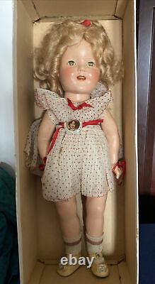 Shirley Temple Doll Vintage 1930s Compo 18 All Original With Pin & Box Bottom