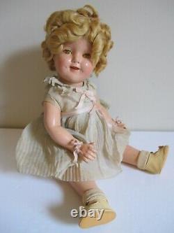 Shirley Temple Doll Vintage 1930s Composition 18 tagged dress, ALL ORIGINAL