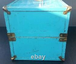 Shirley Temple Era Doll Case 30's-50's Blue VGEX Wood Metal Manufacturer Unknown