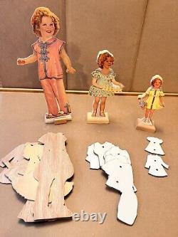 Shirley Temple Wooden Dolls & Clothes 3 Dolls-12 In/9 In/6.5 InVINTAGE