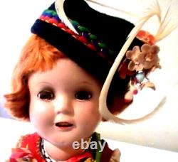 ULTRA RARE Antique 1930s Ideal Red Head Shirley Temple Doll Swiss Costume