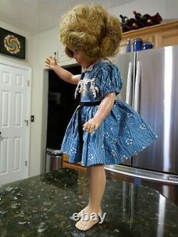 VINTAGE 14-15 Shirley Temple Ideal Doll ST-15 Blue Floral Dress INCOMPLETE