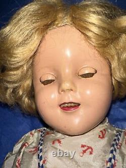 VINTAGE 16 INCH SHIRLEY TEMPLE COMPOSITION DOLL FROM 1930's