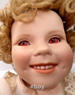 VTG Little Miss Shirley Temple Bright Pink Eyes Haunted Scary Oddity Doll Spooky