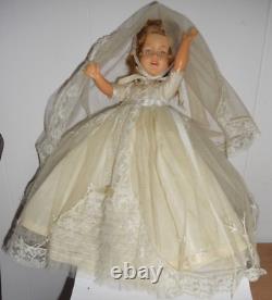 Vintage 12 IN Vinyl Ideal Shirley Temple Doll w Teeth ST-12 with Wedding Dress