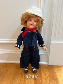 Vintage 1930 Genuine Shirley Temple 18 Doll, Navy Sailor