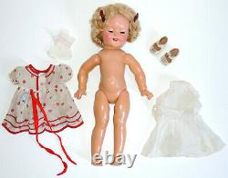Vintage 1930's 18 Shirley Temple Composition Doll in Polka Dot Tagged Outfit